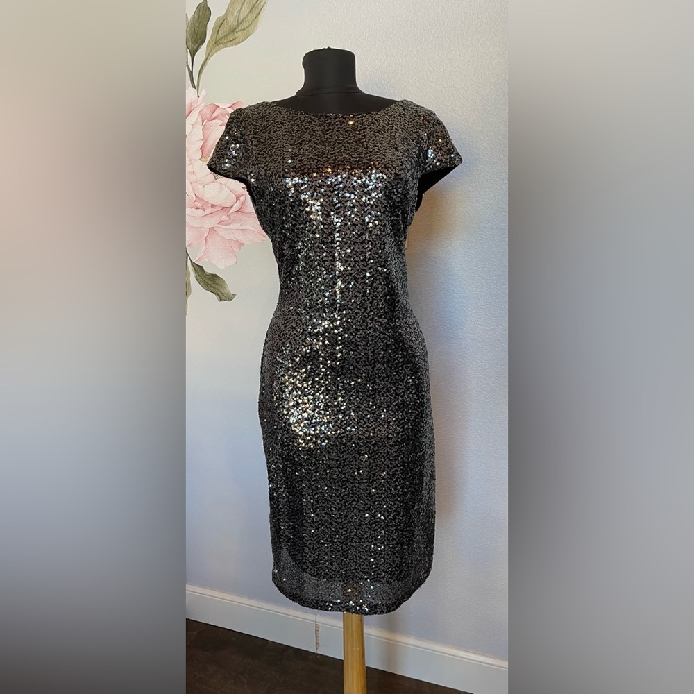 Calvin Klein Black Sequin Dress Sz 8